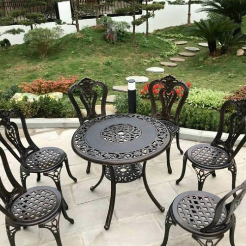 Bàn ghế sân vườn ngoài trời BA-T80-6GN
