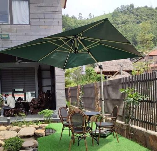 Dù hòa phát lệch tâm hệ nâng hạ màu xanh