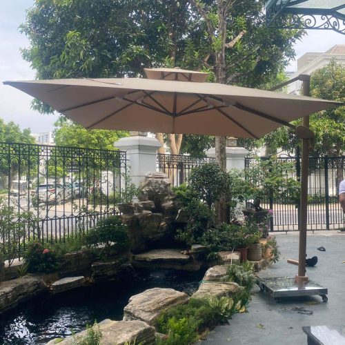 Dù lệch tâm vuông 3m hợp kim nhôm màu Be (nâu caphe)
